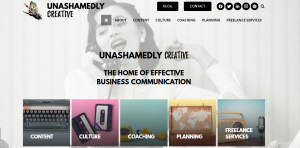 screen grab of personal freelance website unashamedly creative