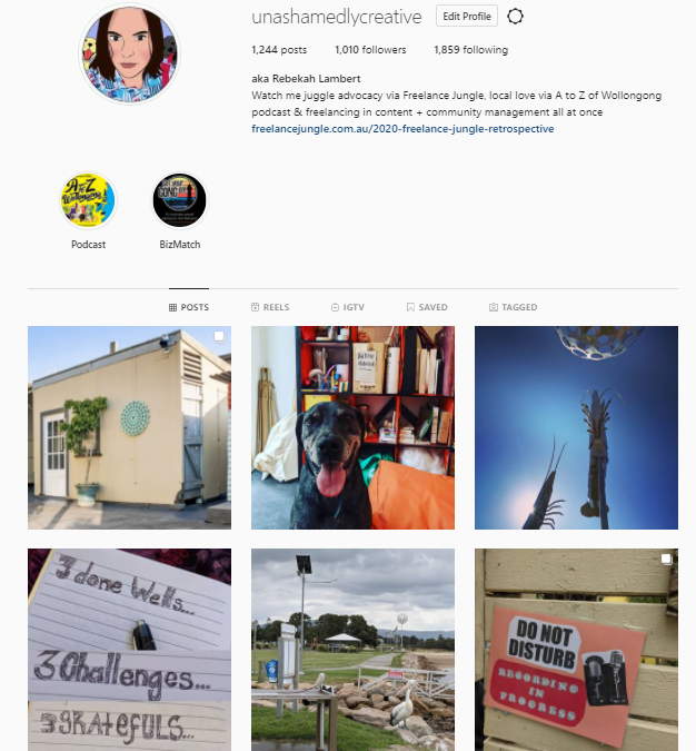 To demonstrate Instagram marketing, there s a screen shot of Freelance Jungle founder Rebekah Lambert's instagram