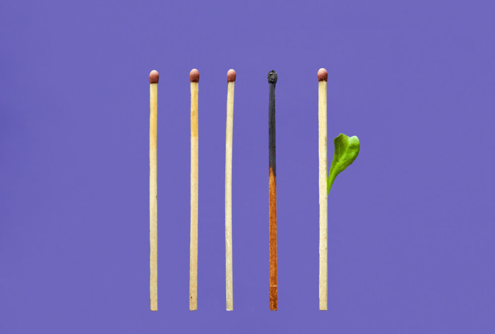 burnt matches on a blue background