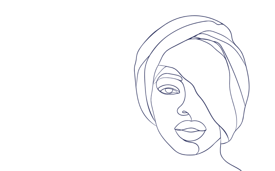 line drawn half face logo woman