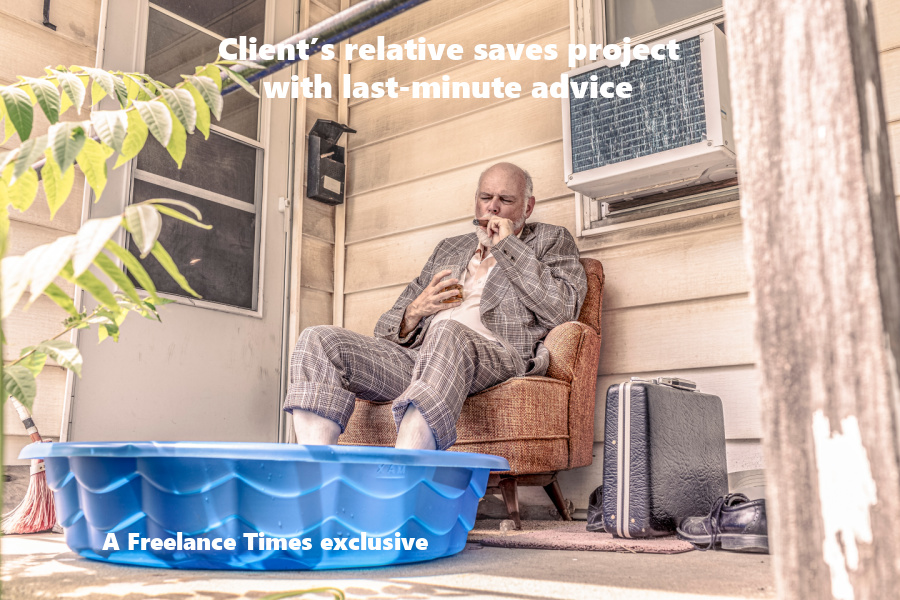 Client’s relative saves project with last-minute advice