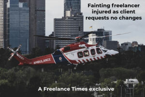 ambulance helicopter in Melbourne Fainting freelancer injured as client requests no changes