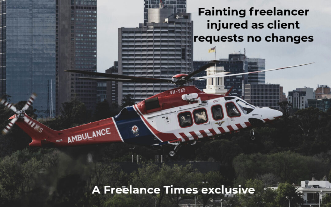 Fainting freelancer injured as client requests no changes